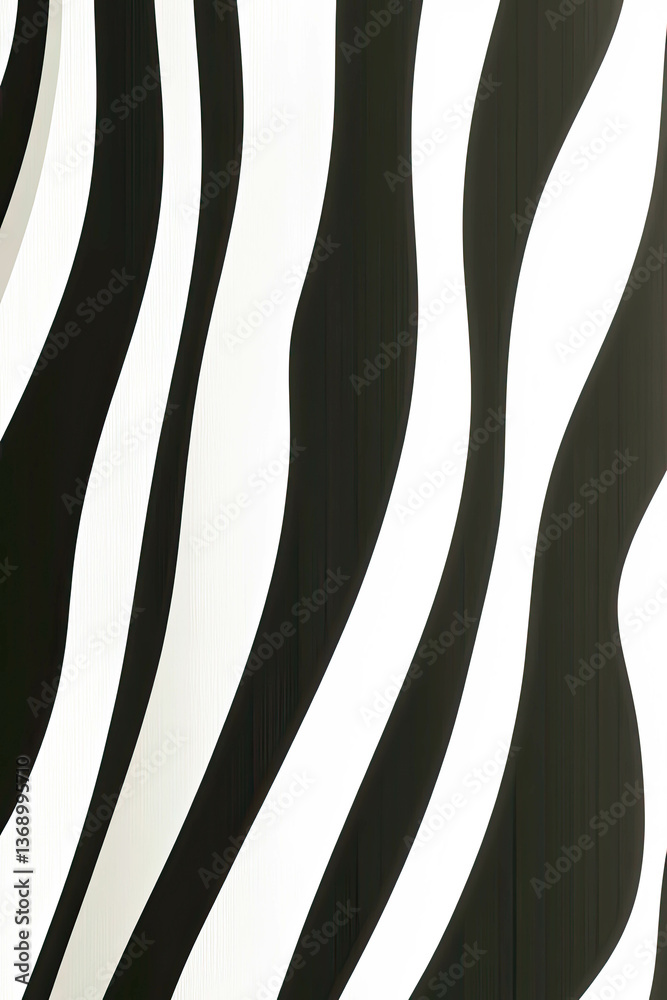 Poster flowing waves of minimalist zebra stripes create a stunning black and white pattern