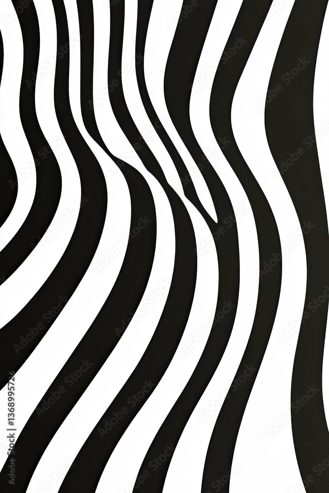 Poster Elegant flow of black and white zebra patterns in smooth abstract waves