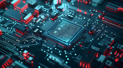 Fototapeta premium High-Tech Processor On Circuit Board