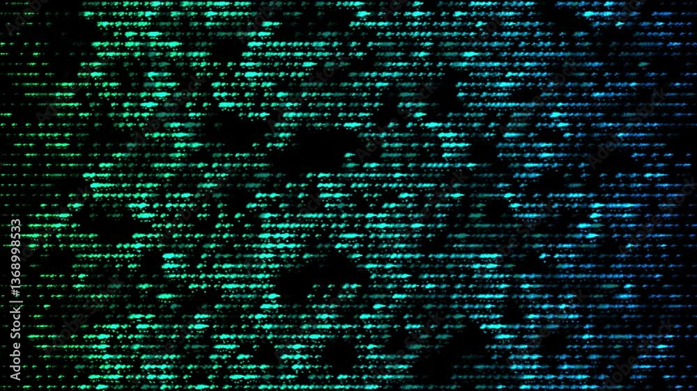 Wall mural digital matrix abstract swipe 4k loop features arrow shapes in various sizes and green and blue hues