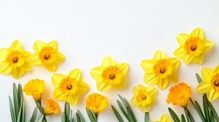 Fototapeta premium Charming daffodil petals create a frame border, set apart with negative space for layouts