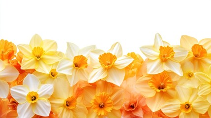 Fototapeta premium A delightful border of daffodil petals, framed with negative space, ideal for layouts