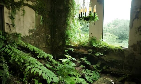 ruined abandoned overgrown