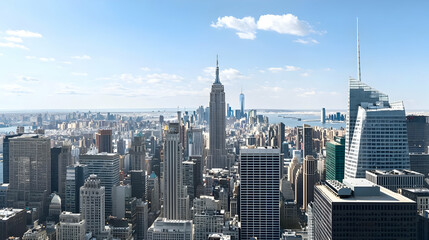 Fototapeta premium Panoramic View Of New York City Skyline On Sunny Day
