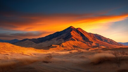 Majestic Sunset over Desert Mountain Landscape