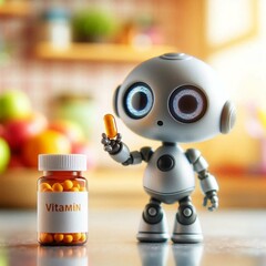 Mini ai robot with a vitamin pill