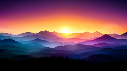 Colorful Sunrise Over Mountain Ranges