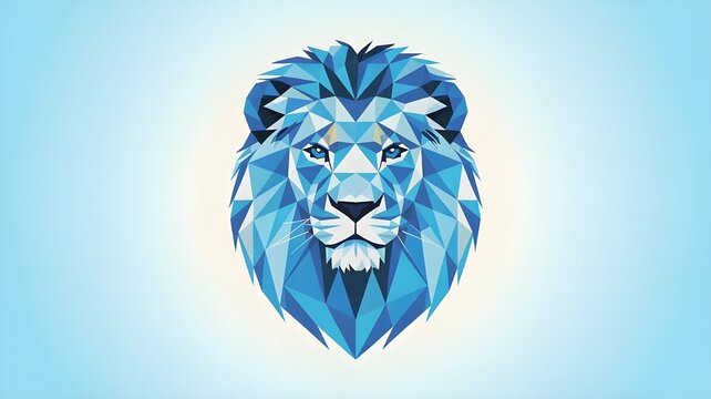 Le&atilde;o estilizado em arte geom&eacute;trica azul sobre fundo degrad&ecirc;, representando s&iacute;mbolo da Receita Federal com design moderno e abstrato.