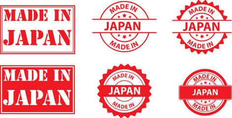 Made In Japan Rubber Stamps.red Round and rectangle seals