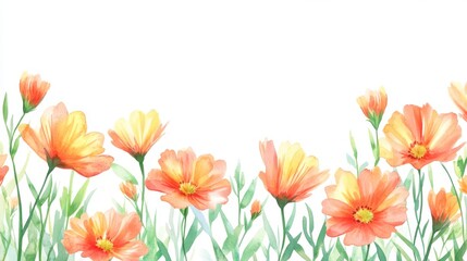 Obraz premium image creates a frame border of dainty wildflowers in a watercolor style, isolated on a transparent background