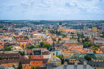 Aerial view of the rooftops of the city Nitra, Slovakia. Landscape concept.