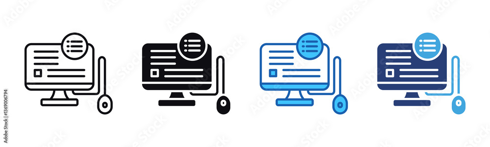 Poster Monitoring icon sheet multiple style collection