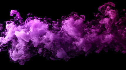 Abstract Purple Pink Ink Flow On Black Background