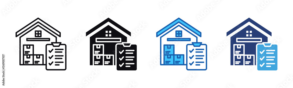 Poster inventory icon sheet multiple style collection