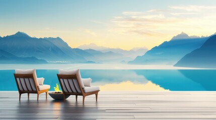 Escape to a serene mountain lake retreat with a cozy outdoor patio and scenic lakeside villa views.