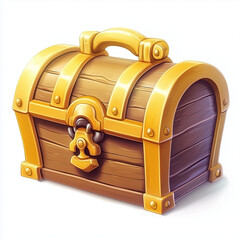 Stylized golden chest with a wooden body, centered against a white background.