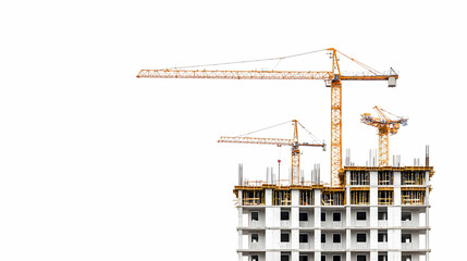Construction Site With Cranes And Under Construction Building