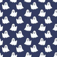 Fototapeta premium Halloween ghost pattern background vector illustration