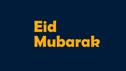 Simple Eid Mubarak Greeting card with Golden Text On Blue Background