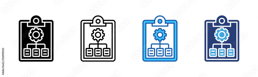 Poster planning icon sheet multiple style collection