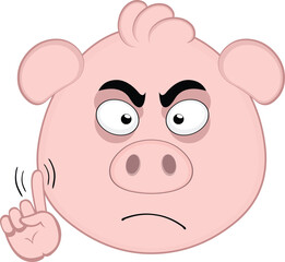 vector illustration emoji character face pig cartoon, saying no with a hand gesture