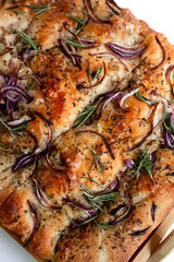 Freshly Baked Focaccia with Herbs and Onions