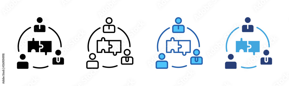 Poster teamwork icon sheet multiple style collection
