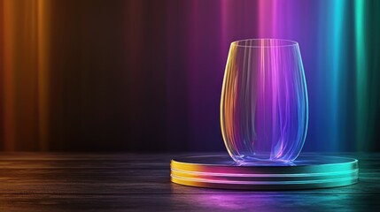 Glass on a Colorful Stage: Neon Lights and Reflections