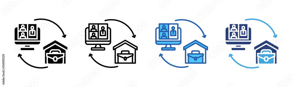 Poster Hybrid Work icon sheet multiple style collection