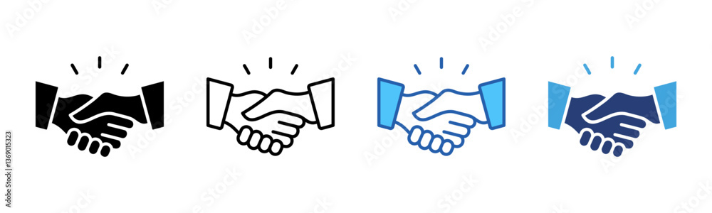 Poster shake hands icon sheet multiple style collection