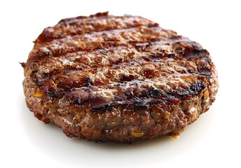 Grilled hamburger meat isolated in white background