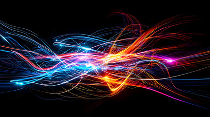 Fototapeta premium Abstract Digital Art With Colorful Glowing Waves