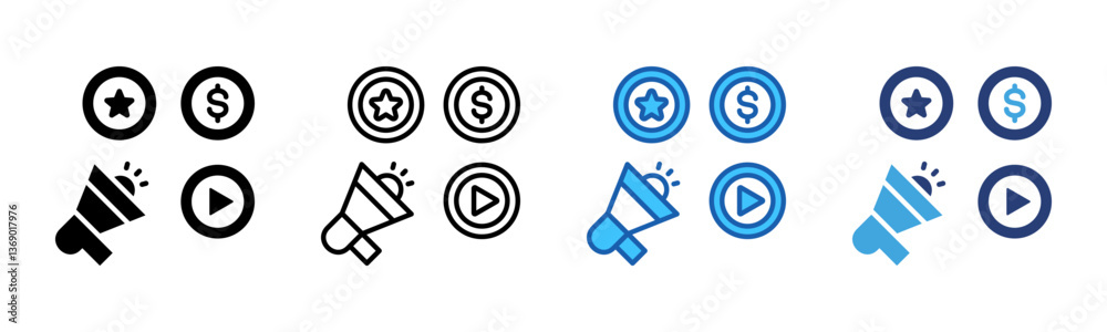 Poster marketing icon sheet multiple style collection