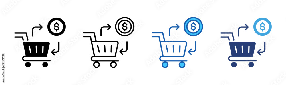 Poster commerce icon sheet multiple style collection