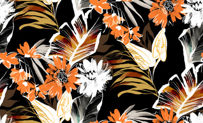 Seamless Tropical Pattern With Strelitzia