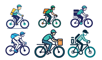 Fototapeta premium Bicycle delivery concept in hand drawn style set