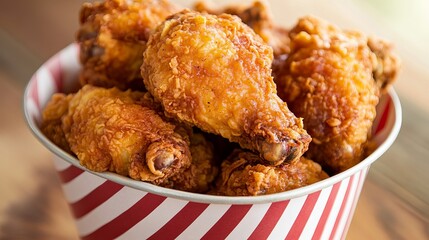 Crispy fried chicken wings bucket delicious takeout food restaurant menu fast food delivery bucket of wings