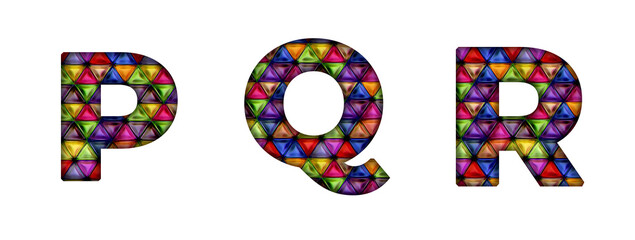 P, Q, R  Geomatrical Digital Design pattern Alphabet letter text typography font copy transparent