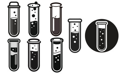 test tubes line art silhouette vector illustration