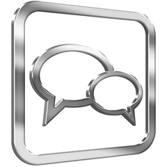 Chat Bubbles 3D icon with silver metallic effect
