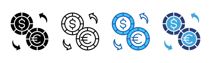 Currency Exchange icon sheet multiple style collection