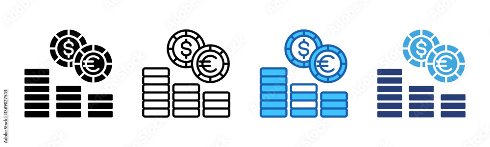 Poster coin icon sheet multiple style collection