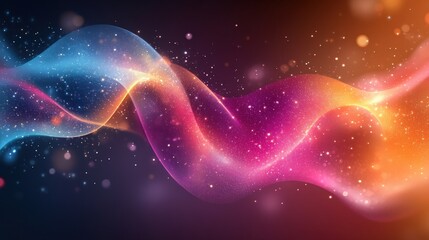 Obraz premium Abstract Colorful Wave Pattern with Glitter and Light Effects