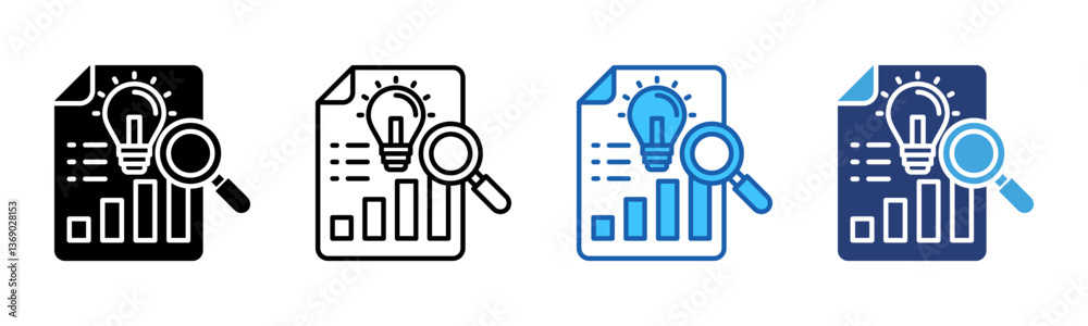 Poster research icon sheet multiple style collection