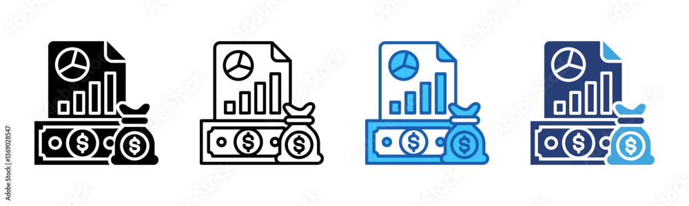 Poster income statement icon sheet multiple style collection