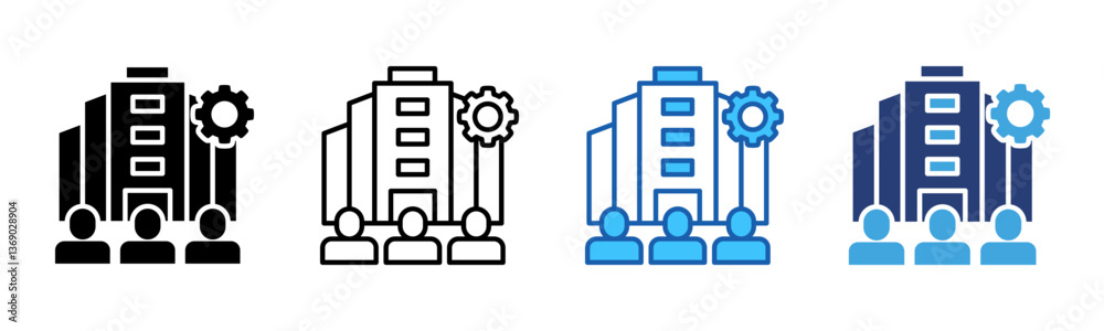 Poster stakeholder icon sheet multiple style collection