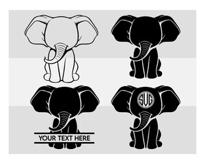 Baby Elephant Svg, Baby Elephant Baby, Elephant Silhouette, Elephant Svg, Cute Elephant Svg, Cute Elephant, Animal Svg, Animal Silhouette, Elephant Clipart, Baby Shower, Baby Elephant Monogram,
