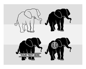 Baby Elephant Svg, Baby Elephant Baby, Elephant Silhouette, Elephant Svg, Cute Elephant Svg, Cute Elephant, Animal Svg, Animal Silhouette, Elephant Clipart, Baby Shower, Baby Elephant Monogram,