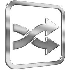 Swapping Arrows 3D icon with silver metallic effect