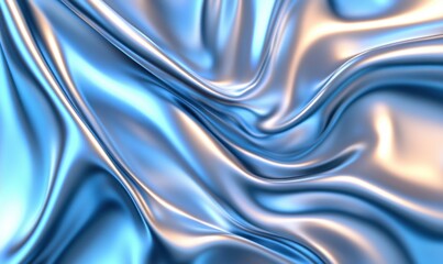 Obraz premium Flowing metallic blue silver fabric background for luxury design